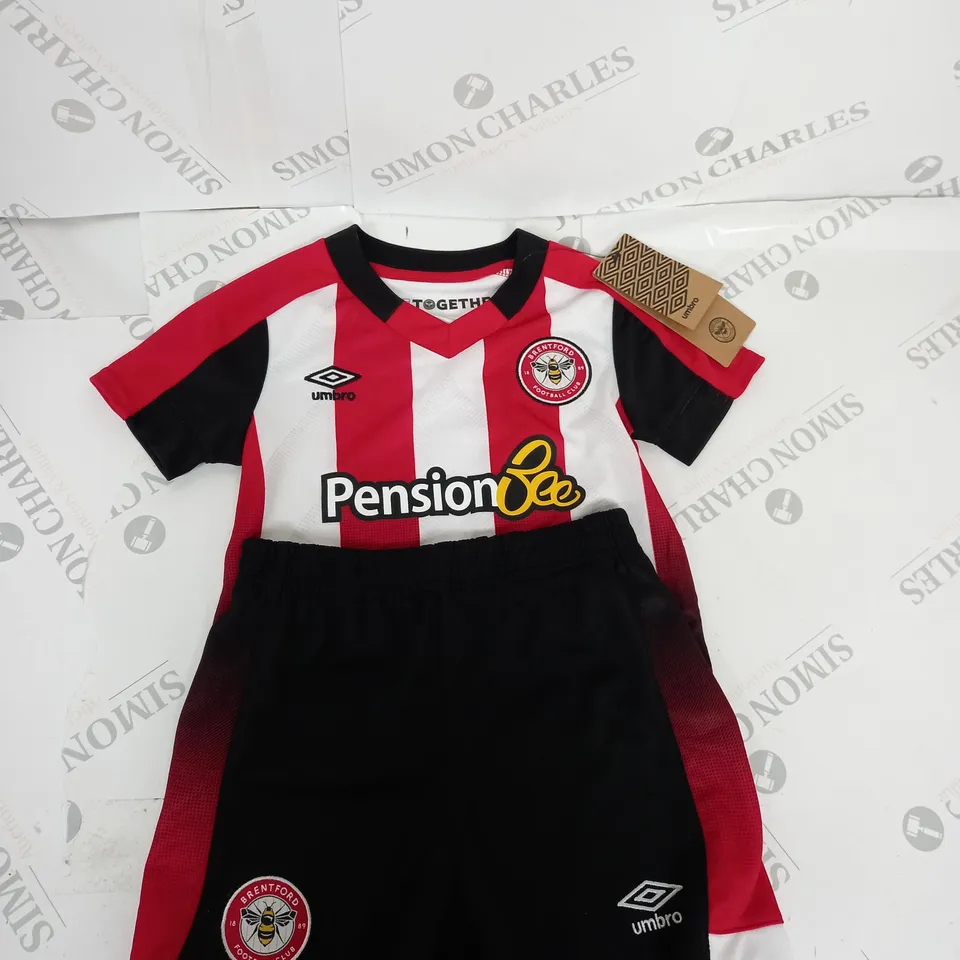 BRENTFORD FC HOME SHIRT AND SHORTS SIZE 2-3 YEARS