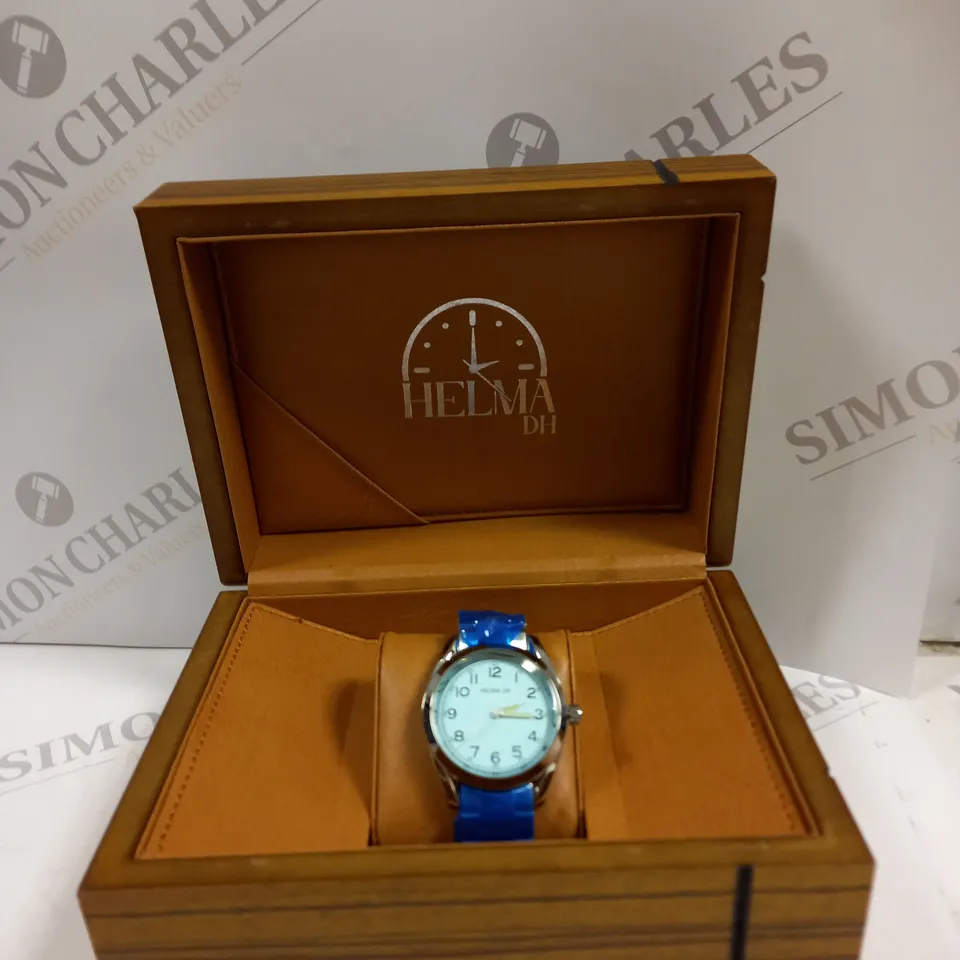 mens helma dh portofimo watch- deep green textured dial-sapphire crystal glass- stainless steel case