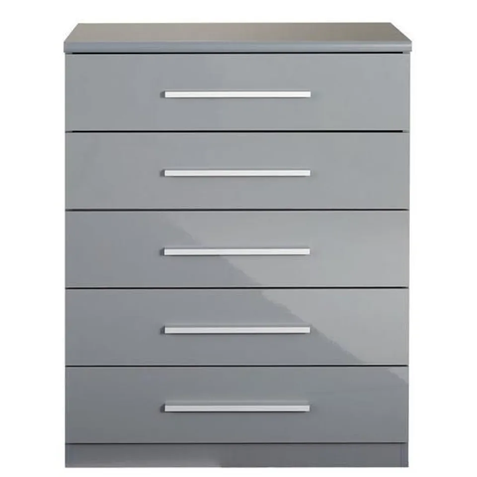 BOXED GRADE 1 PRAGUE GLOSS GREY 5+5 DRAWER CHEST (2 BOXES)  RRP £299.99
