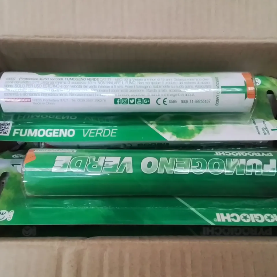 BOX CONTAINING 10 BRAND NEW GREEN FLARES (OVER 18 ONLY) (COLLECTION ONLY)
