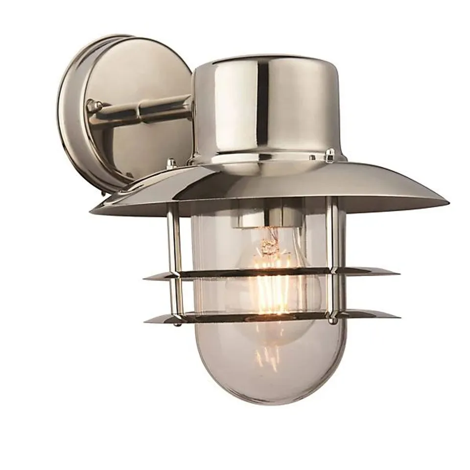 BOXED 1 LIGHT OUTDOOR WALL POLISHED STAINLESS STEEL