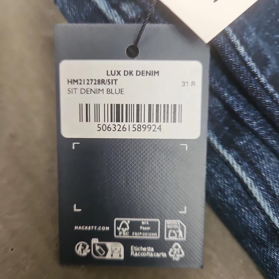 HACKETT LONDON MEN'S DARK DENIM JEANS – LUX DK DENIM, UK 31 (31R)