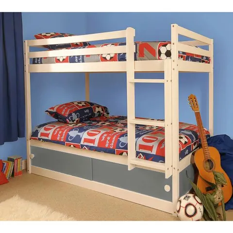 BOXED OLSIN SINGLE STANDARD BUNK BED ( 2 BOXES) -WHITE/GREY-