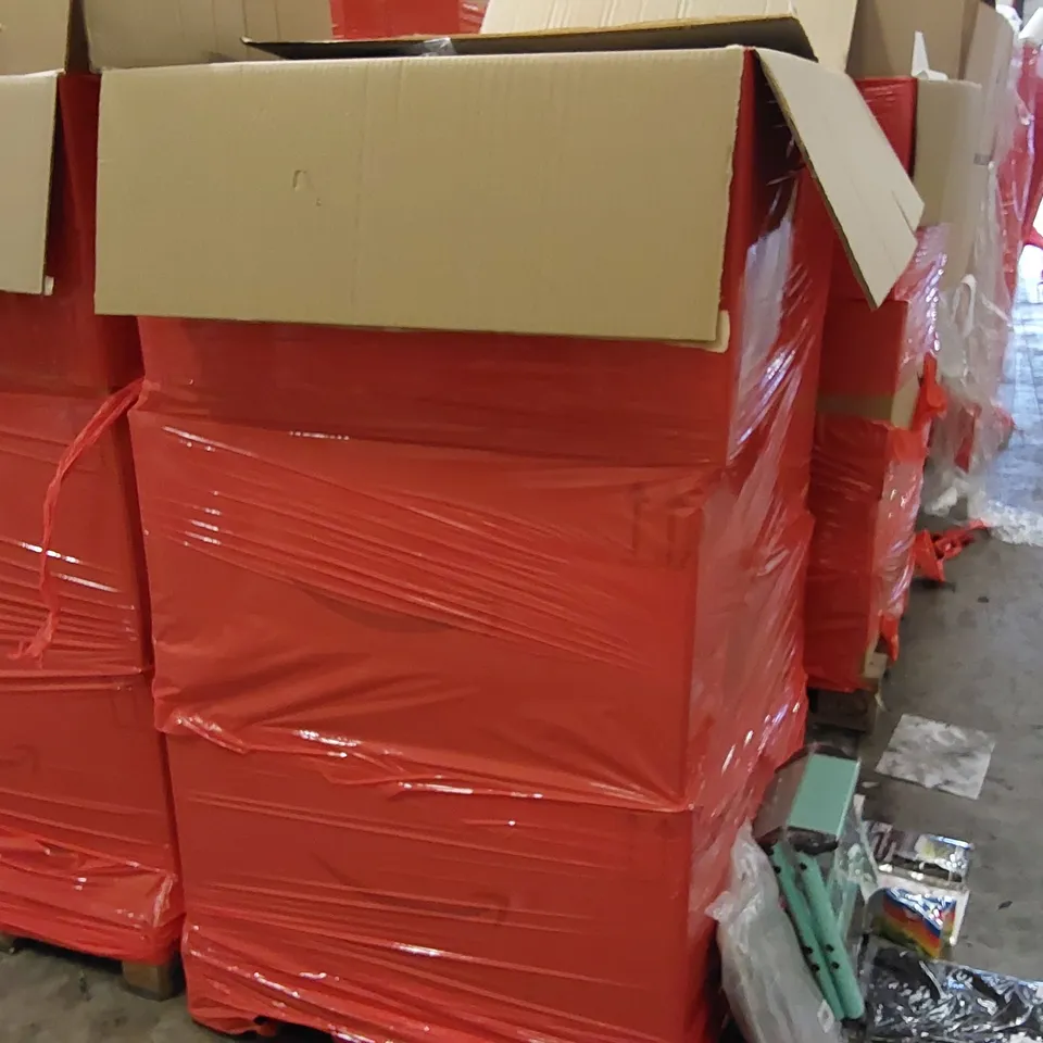 PALLET OF ASSORTED ITEMS INCLUDING: FOLDING STEP, T-SHIRTS, CYCLING BAG, LUNCH BAG, CLOTHES PEGS,STERILISATION POUCHES, MOTHERS DAY CARDS, EMERGENCY BLANKET 