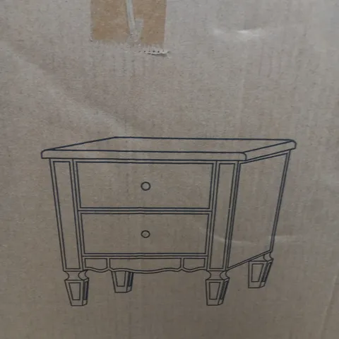 BOXED MIRAGE MIRRORED 2-DRAWER BEDSIDE CABINET (1 BOX)