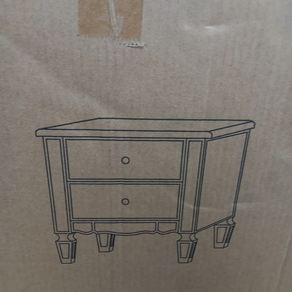 BOXED MIRAGE MIRRORED 2-DRAWER BEDSIDE CABINET (1 BOX) RRP £149