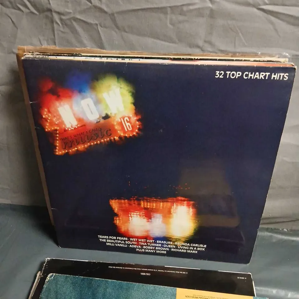 SET OF APPROX 12 VINYL'S TO INCLUDE - PHIL COLLINS, LINKIN PARK, NOW THATS WHAT I CALL MUSIC 16, HURRICANE AND CLIVILLES + COLE