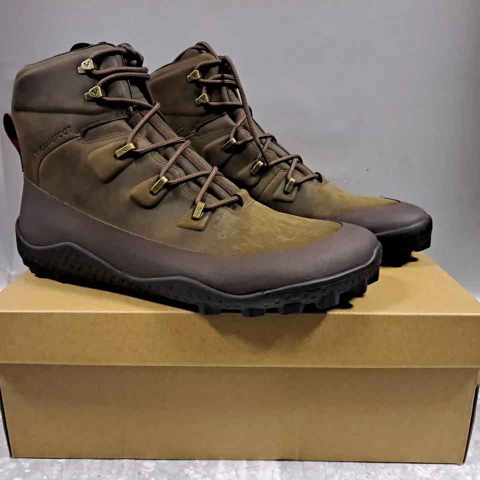 BOXED PAIR OF VIVO BAREFOOT TRACKER WINTER II SG MEN'S SHOES ANKLE BOOTS IN RUSTIC BROWN UK SIZE 11