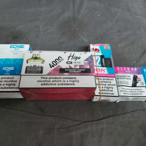 APPROXIMATELY 15 ASSORTED E-CIGARETTE AND VAPE PRODUCTS TO INCLUDE EDGE, RELX, IVG ETC 
