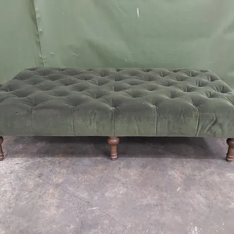 LARGE DESIGNER GREEN VELVET BENCH (1 ITEM)