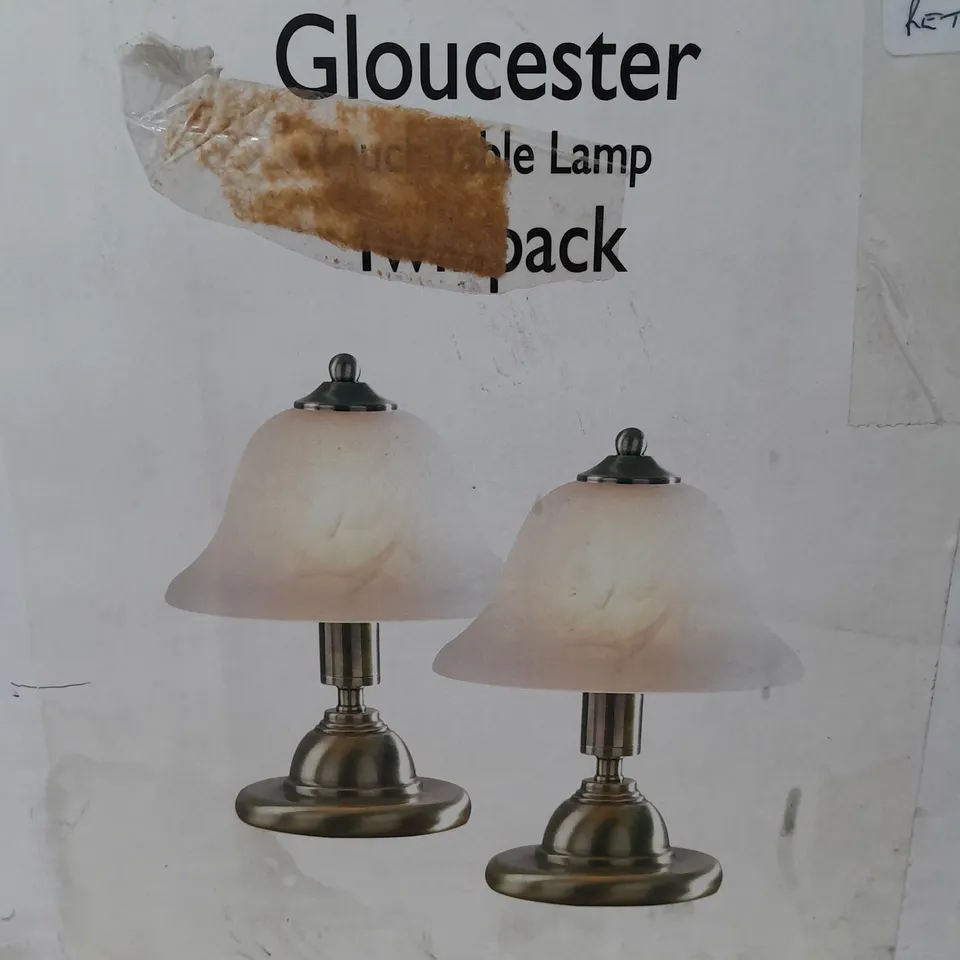 BOXED DAR LIGHTING GLOUCESTER TOUCH TABLE LAMP TWIN PACK 