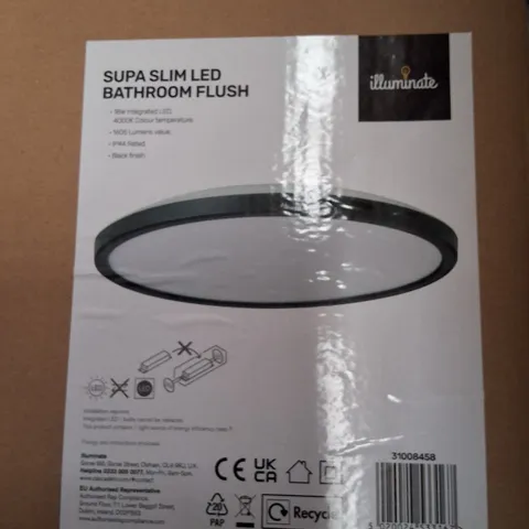 BOXED ILLUMINATE SUPA SLIM LED BATHROOM FLUSH CEILING LIGHT – BLACK FINISH
