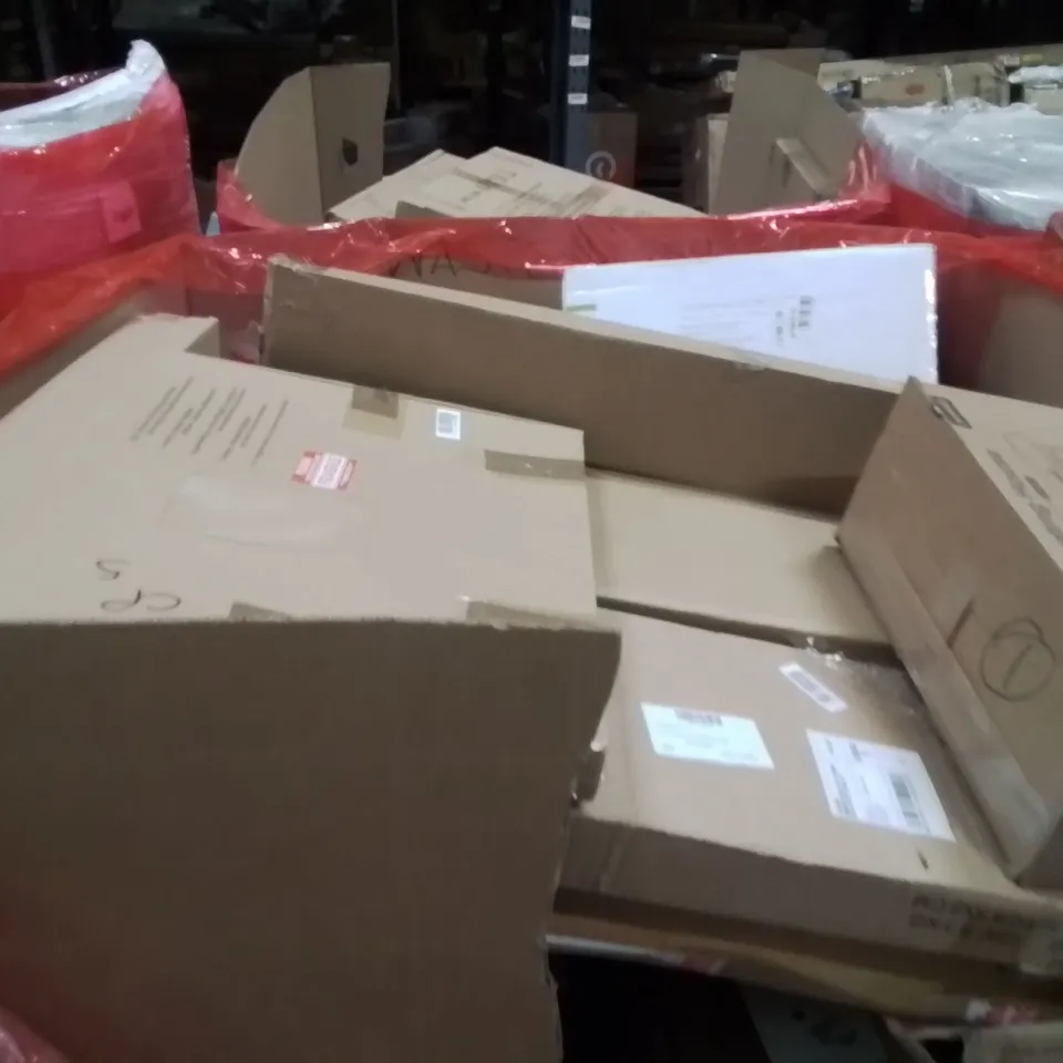 PALLET OF ASSORTED HOUSEHOLD GOODS AND PRODUCTS TO INCLUDE;KEYBOARD,TV WALL MOUNT,SPEAKER STANDS