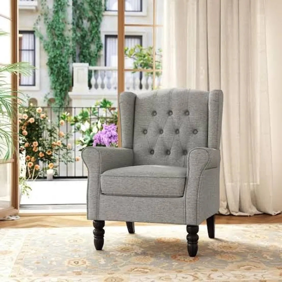 BOXED DESIGNER ACCENT CHAIR - GRAY (1 BOX)