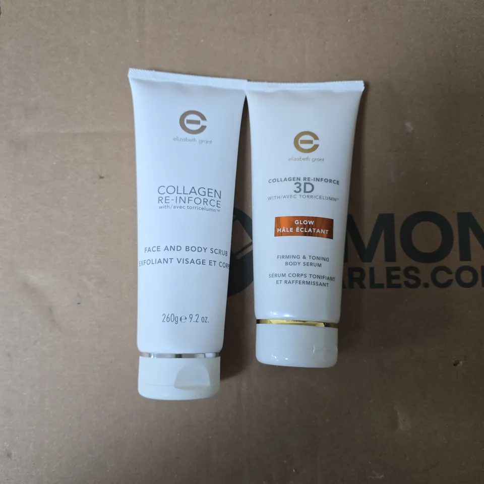 ELIZABETH GRANT COLLAGEN RE-INFORCE 3D FACIAL SERUM & FACE & BODY SCRUB DUO (2 TUBES)