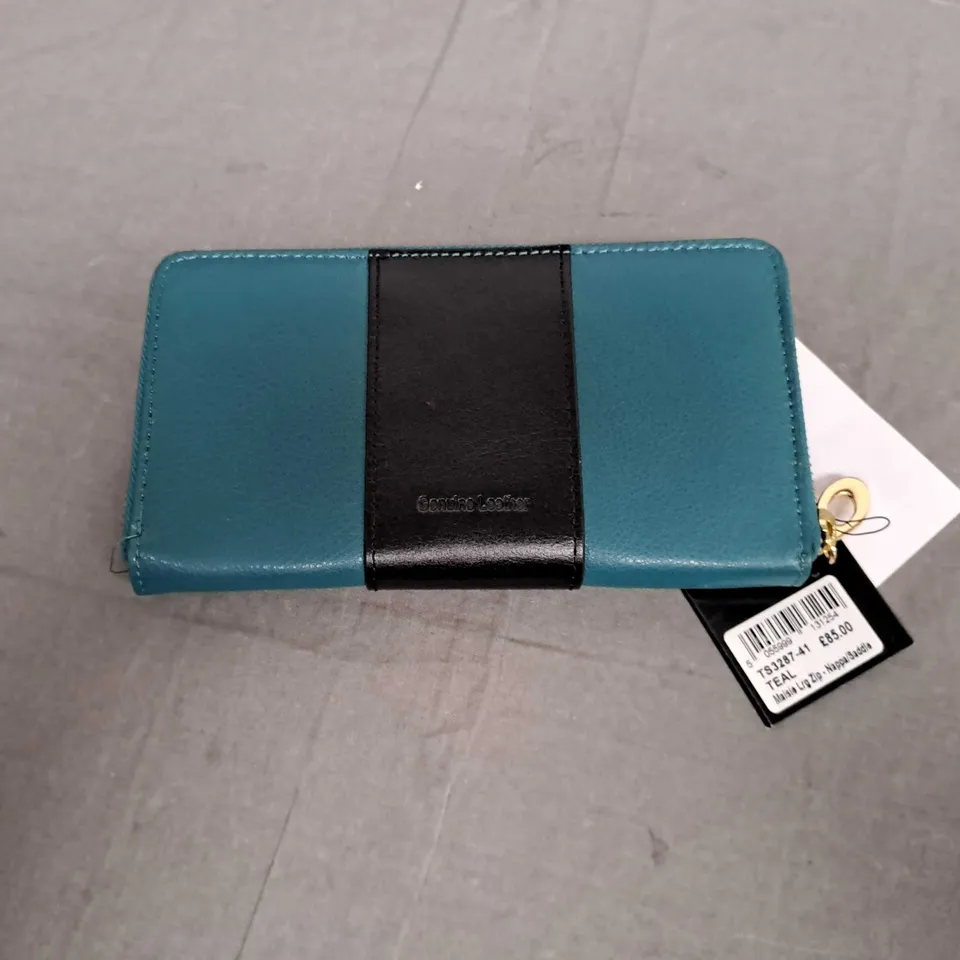 OSPREY LONDON TEAL MAISIE LARGE ZIP PURSE 