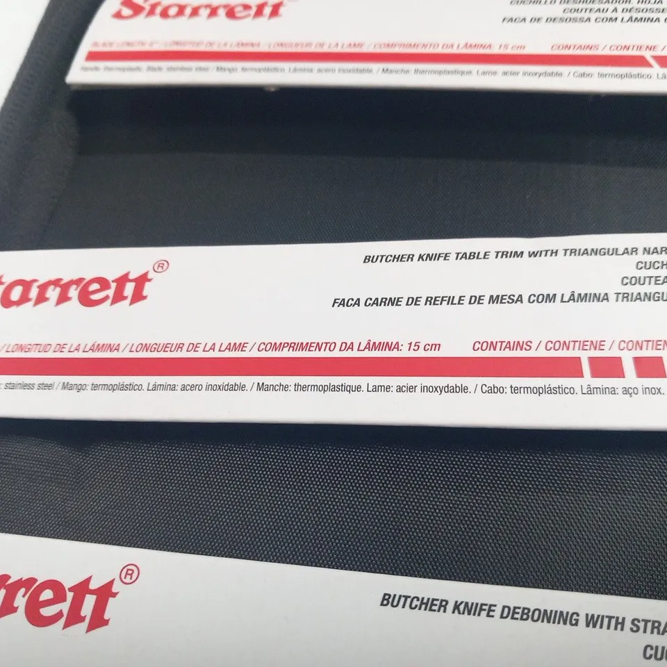 STARRETT PROFESSIONAL BUTCHERS KNIFE SET - 11 PIECES STAINLESS STEEL WHITE ERGONOMIC HANDLES KITCHEN CHEF KNIFE - INCLUDES BONING SKINNING STEAK KNIVES PROTECTOR STONE