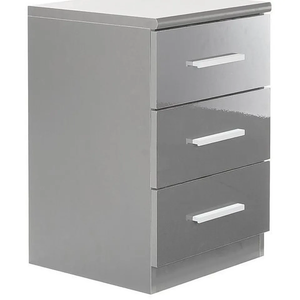 PRAGUE GLOSS 3 DRAWER BEDSIDE CHESTS (SET OF 2) - COLLECTION ONLY