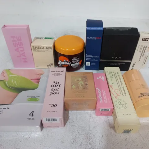 LOT OF 12 ASSORTED HEALTH AND BEAUTY ITEMS TO INCLUDE COOLING MASKS, MOISTURE BALM AND SHEGLAM FOUNDATION BRUSH
