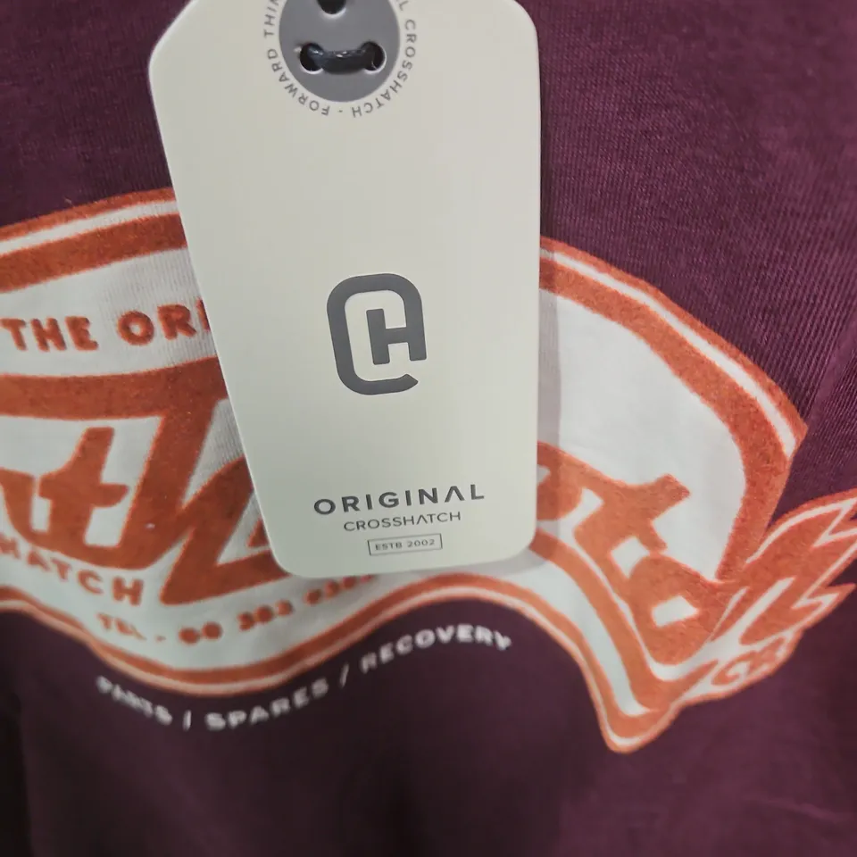 ORIGINAL CROSSHATCH T-SHIRT – BURGUNDY, SIZE L