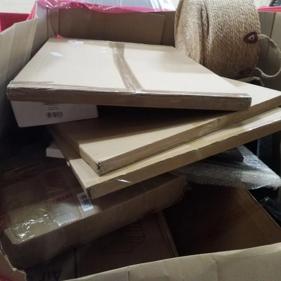 PALLET CONTAINING ASSORTED PRODUCTS INCLUDING AIR COOLER, LAPTOP DESK, PICTURE FRAMES, SHOWER MIXER & PULL UP BAR