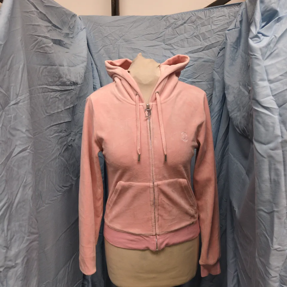 JUICY COUTURE PINK VELOUR HOODIE – UK XS (US XS)