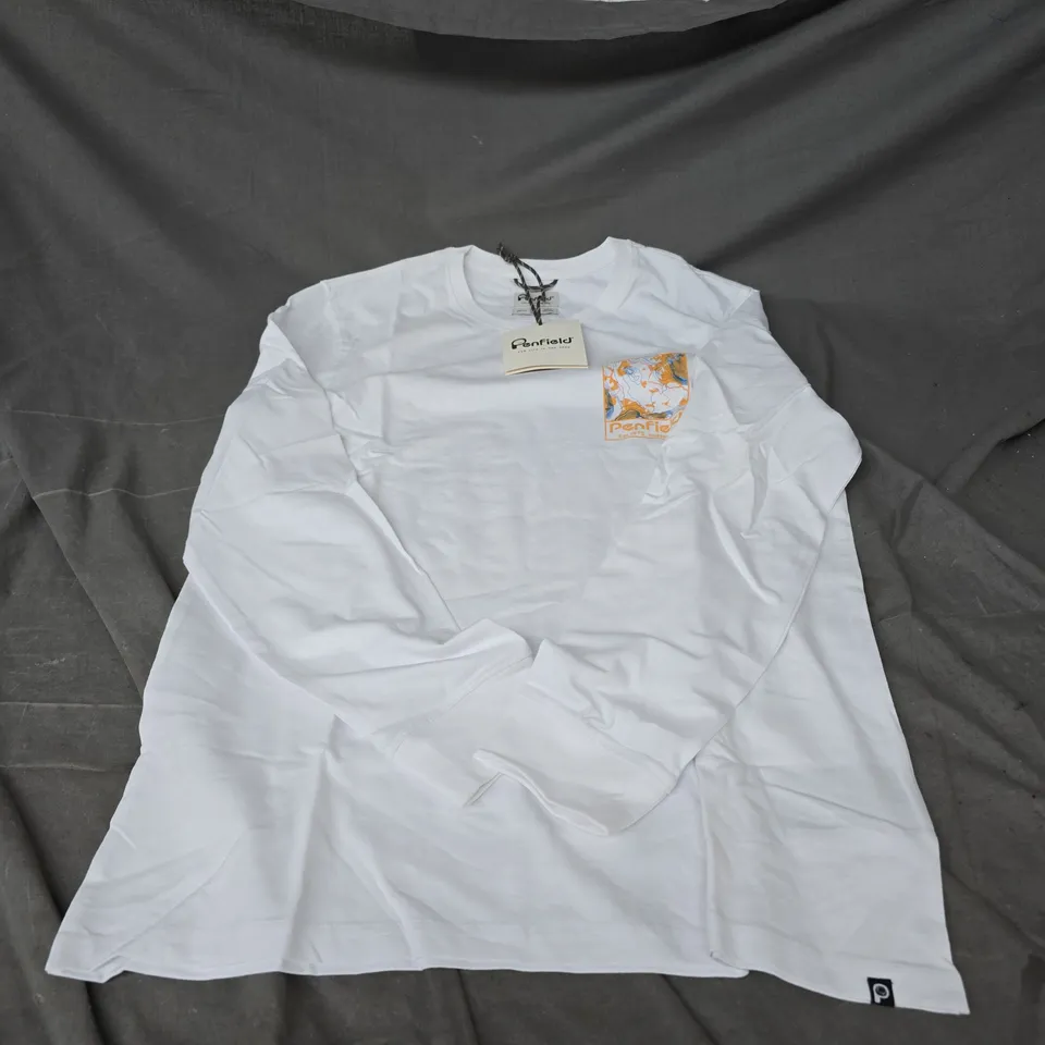 PENFIELD LONG SLEEVE TOP IN BRIGHT WHITE SIZE XL