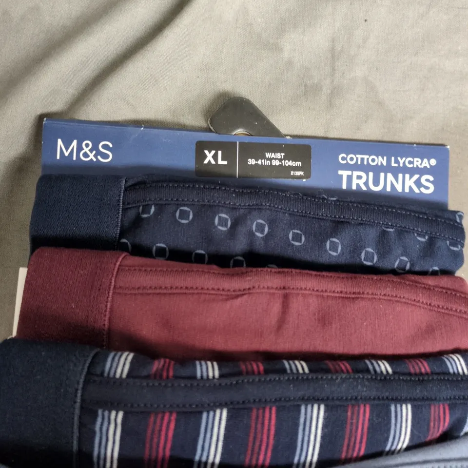 M&S COTTON BOXER  TRUNKS – 5 PAIRS, XL (MEN'S UNDERWEAR)
