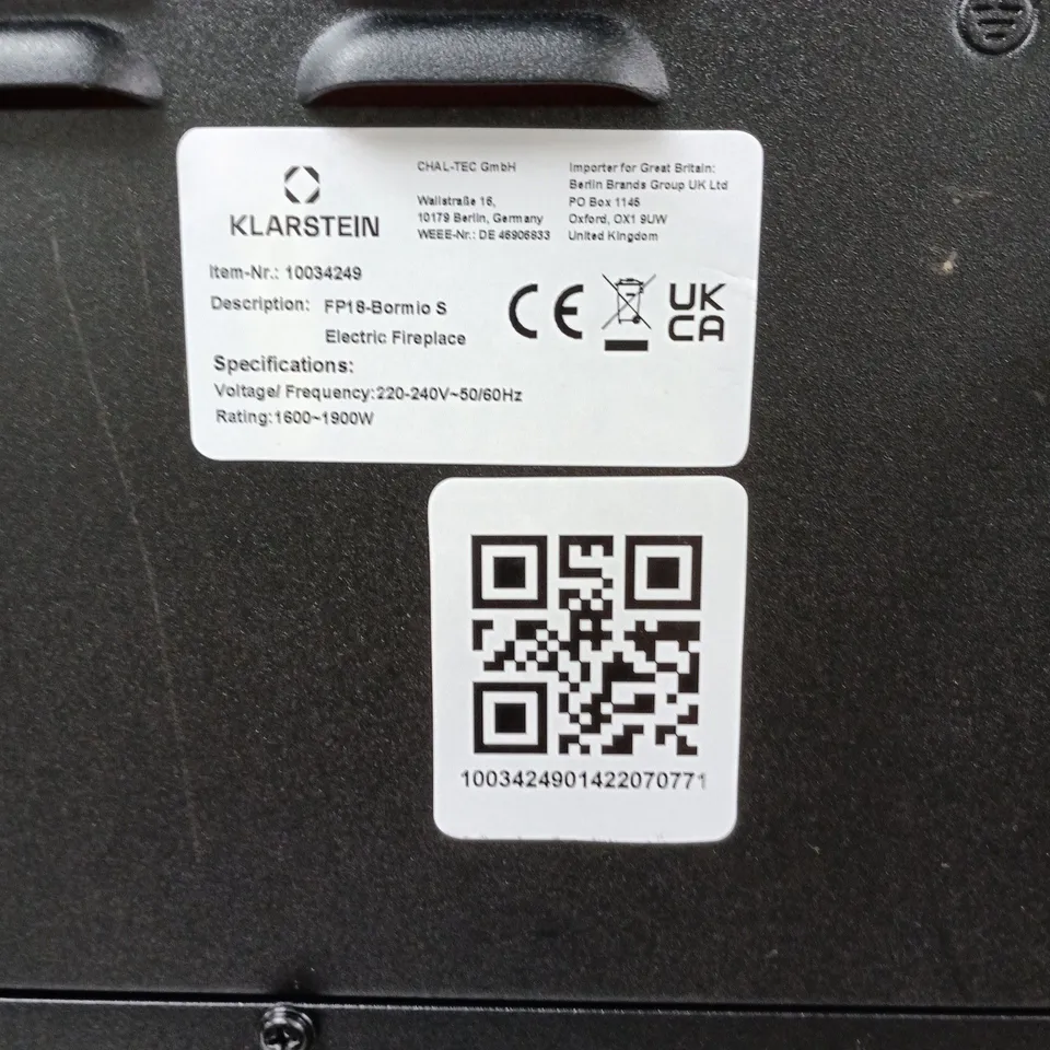 KLARSTEIN FP18-BORMIO S ELECTRIC FIREPLACE