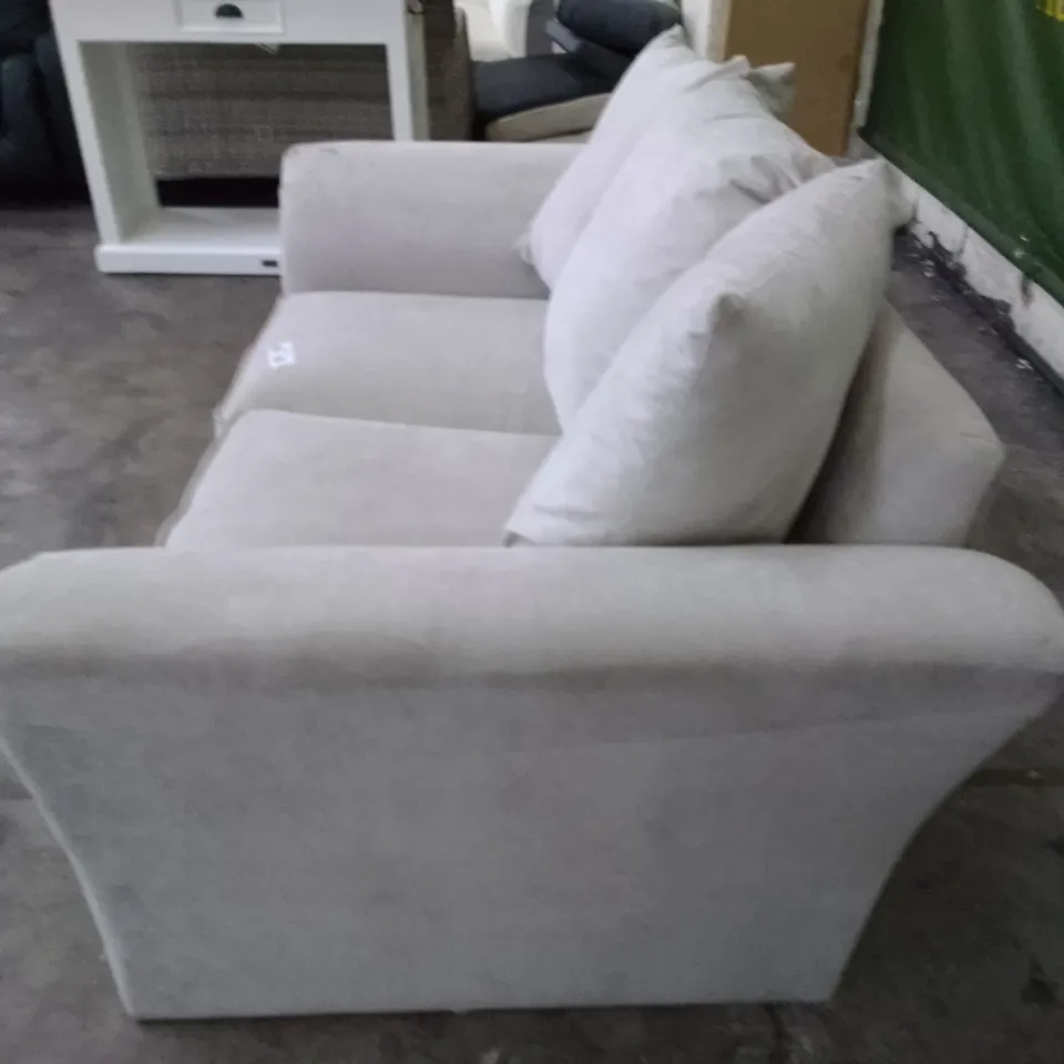 QUALITY DESIGNER 2 SEATER SOFA - LIGHT GREY FABRIC 