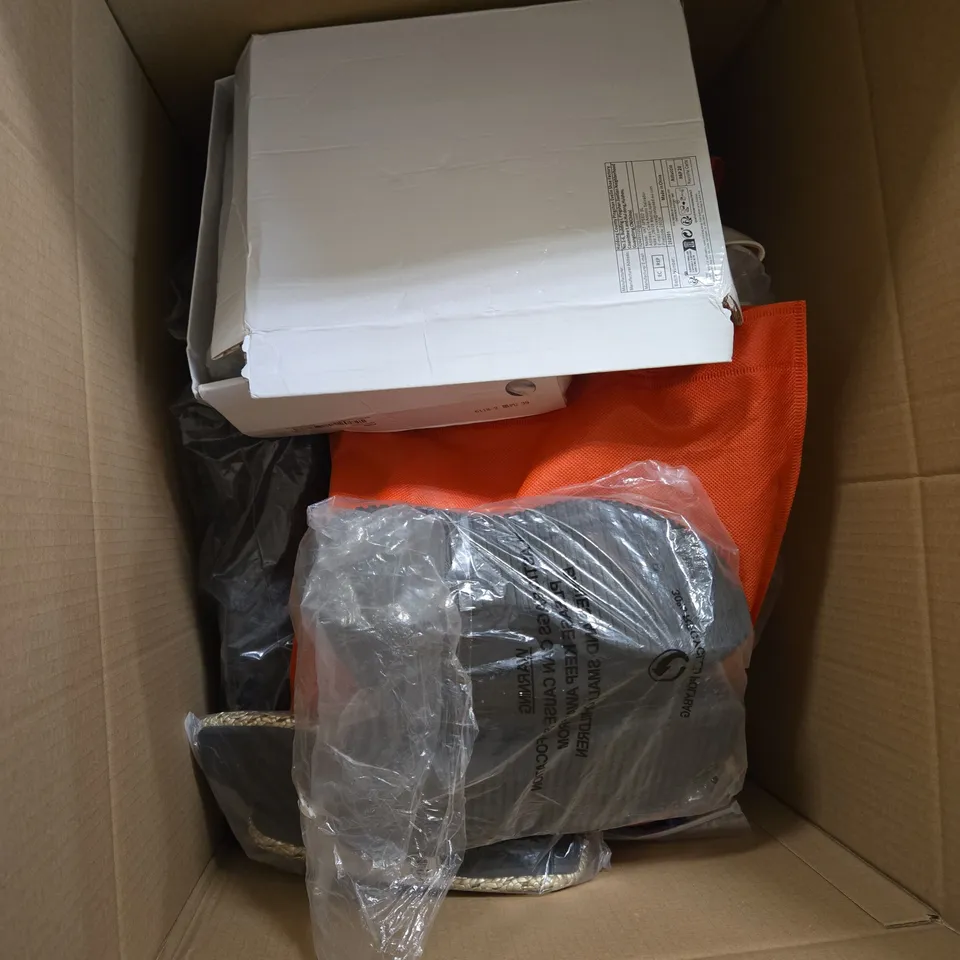 BOX OF APPROXIMATELY 10 ASSORTED SHOES IN VARIOUS COLOURS, SIZES AND STYLES