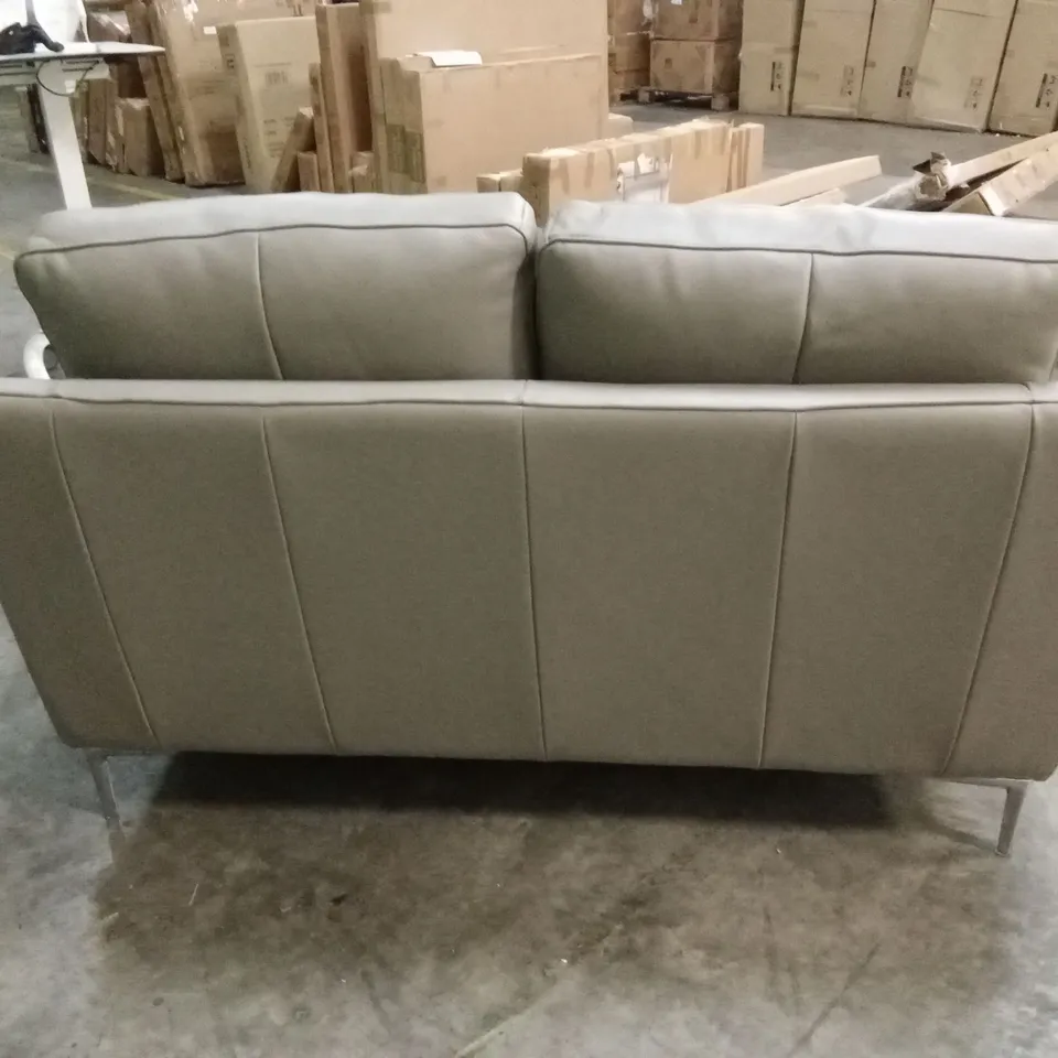 QUALITY DESIGNER ITALIAN MADE ALESSANDRO 2 SEATER LEATHER SOFA - DOVE GREY