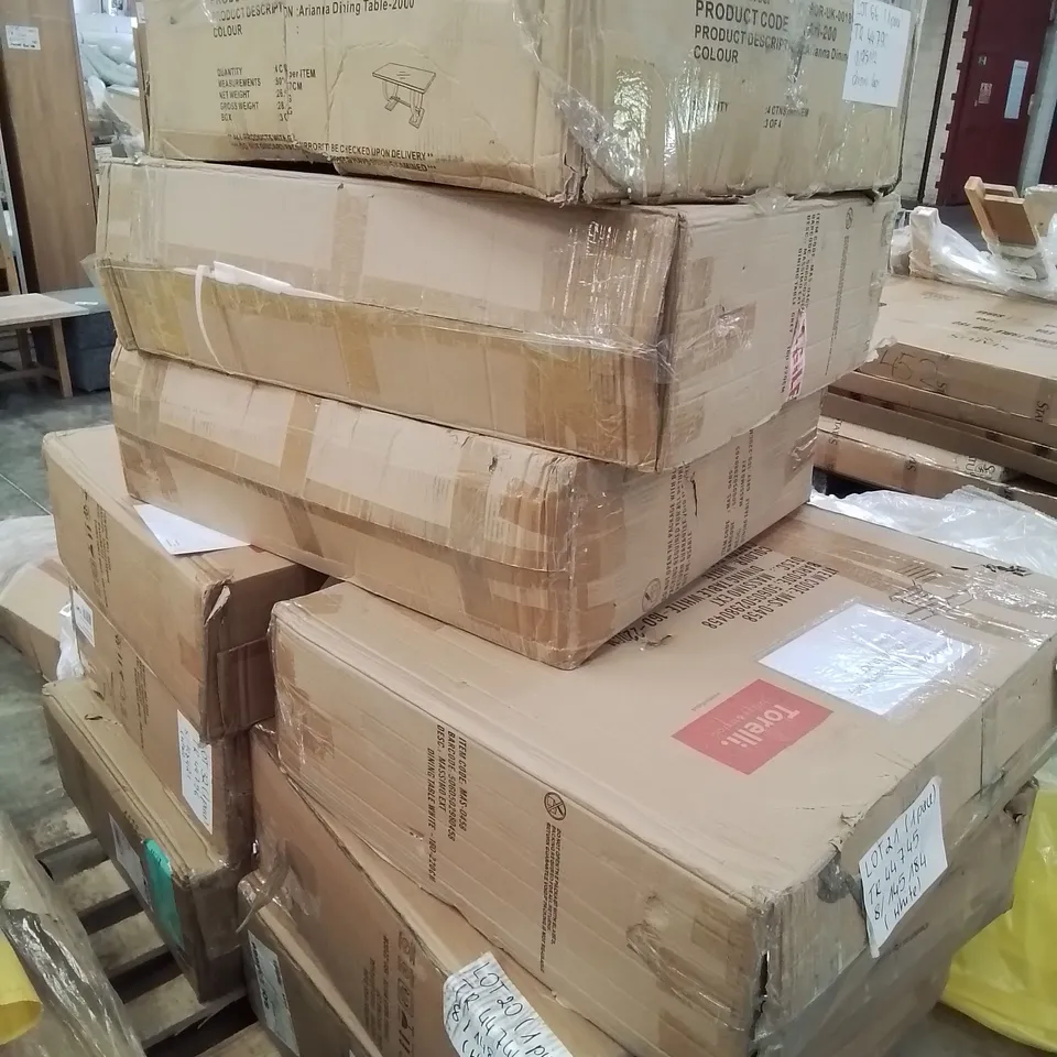 PALLET OF 9 ASSORTED BOXED DINING TABLE PEDESTALS/SUPPORTS INCLUDING ROMANCE, TOKYO & MASSIMO