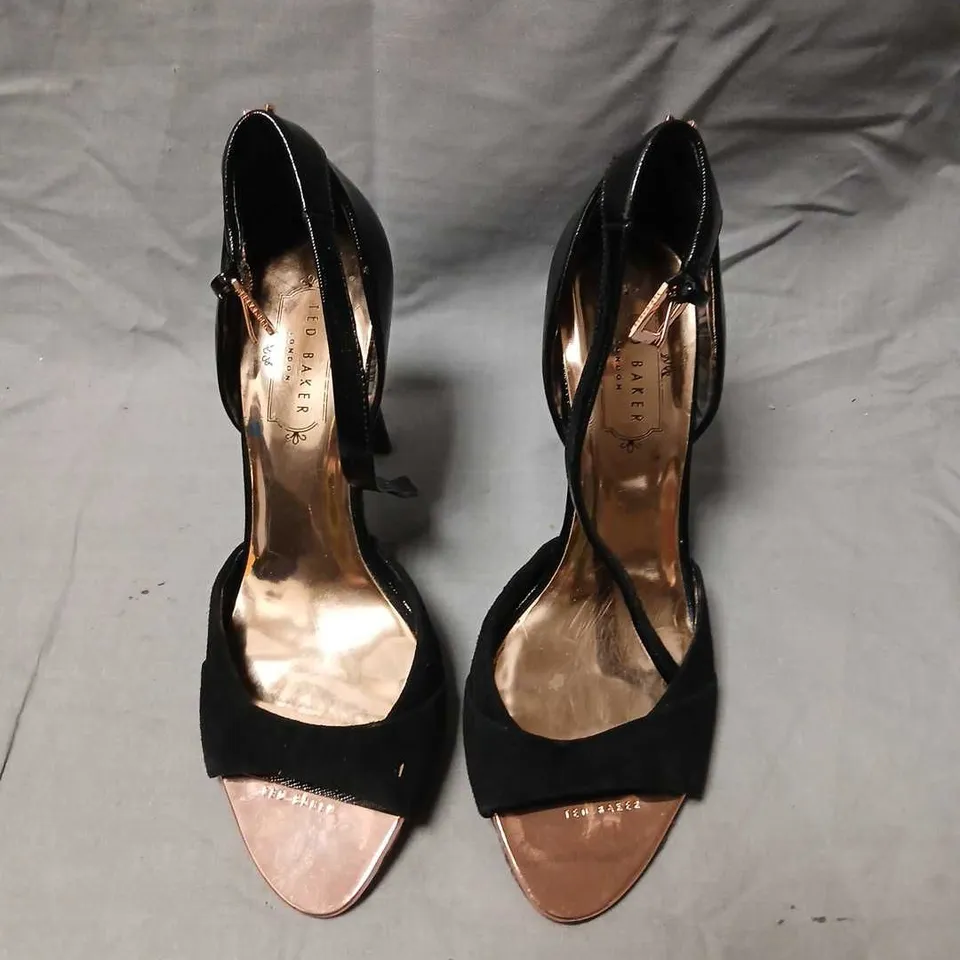 TED BAKER LONDON WOMEN’S BLACK OPEN-TOE HIGH HEEL SANDALS SIZE 37