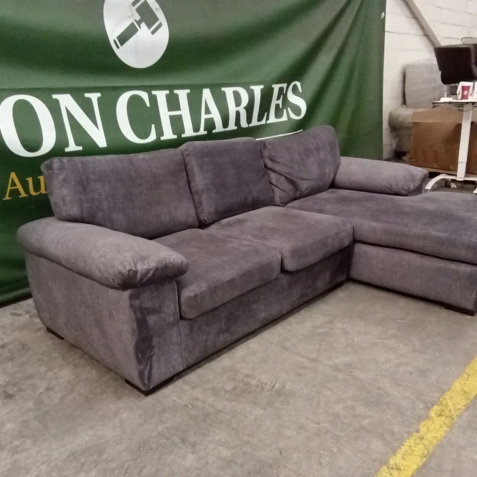 ELIZA RIGHT HAND 3 SEATER FABRIC CHAISE SOFA - GREY RRP £1149