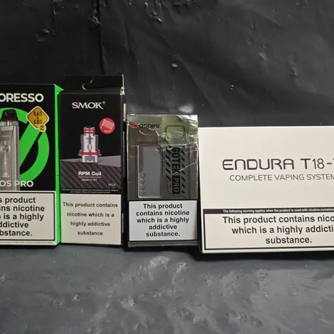 BOX OF APPROXIMATELY 20 ASSORTED E-CIGARETTE AND VAPING PRODUCTS TO INCLUDE VAPORESSO, SMOK, ASPIRE, ETC - COLLECTION ONLY