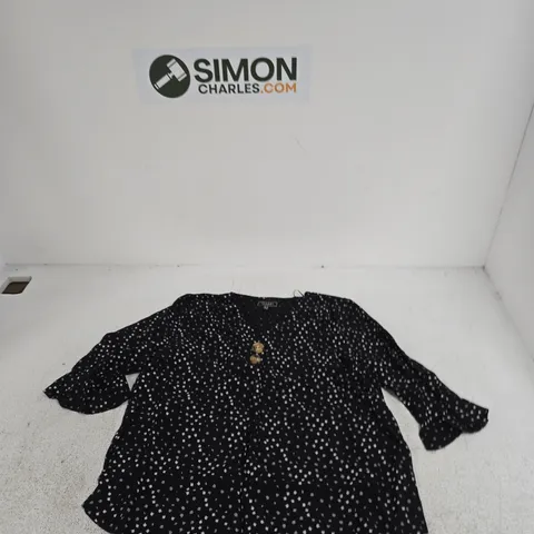 IZABEL LONDON WOMEN'S BLACK PRINT BLOUSE – UK 14