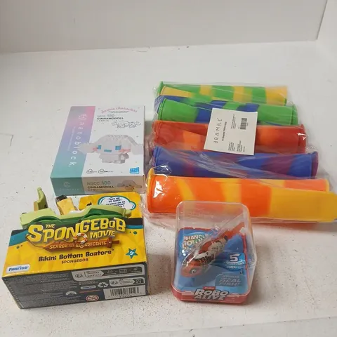APPROXIMATELY 10 ASSORTED TOYS AND GAMES TO INCLUDE ROBO FISH, SILICONE MOULDS, NANOBLOCK ETC