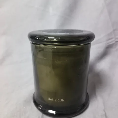 BASILICUM SCENTED CANDLE IN GREEN GLASS JAR WITH LID