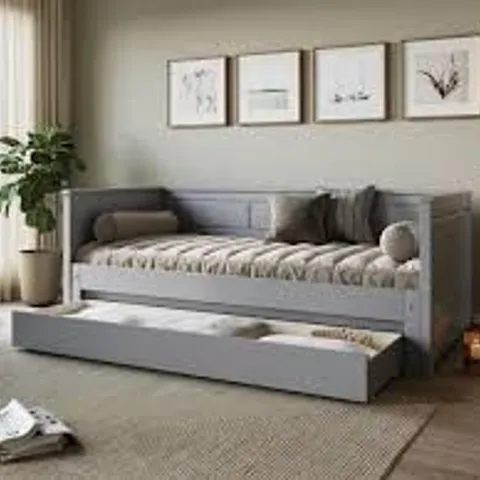 BOXED FLAIR NOOMI ERIKA WOOD GUEST BED - GREY (4 BOXES)