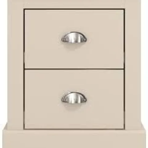 BOXED 2 DRAWER BEDSIDE TABLE - PARCHMENT (1 BOX)
