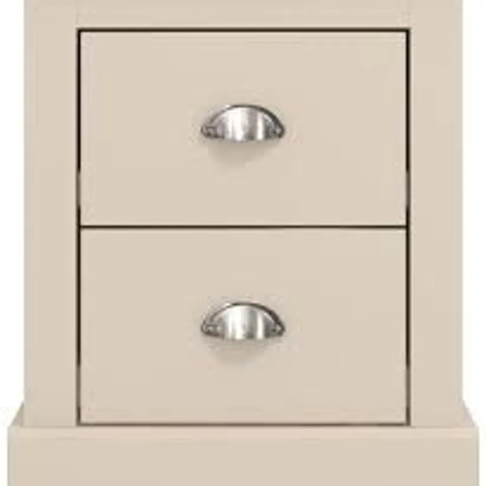 BOXED 2 DRAWER BEDSIDE TABLE - PARCHMENT (1 BOX)