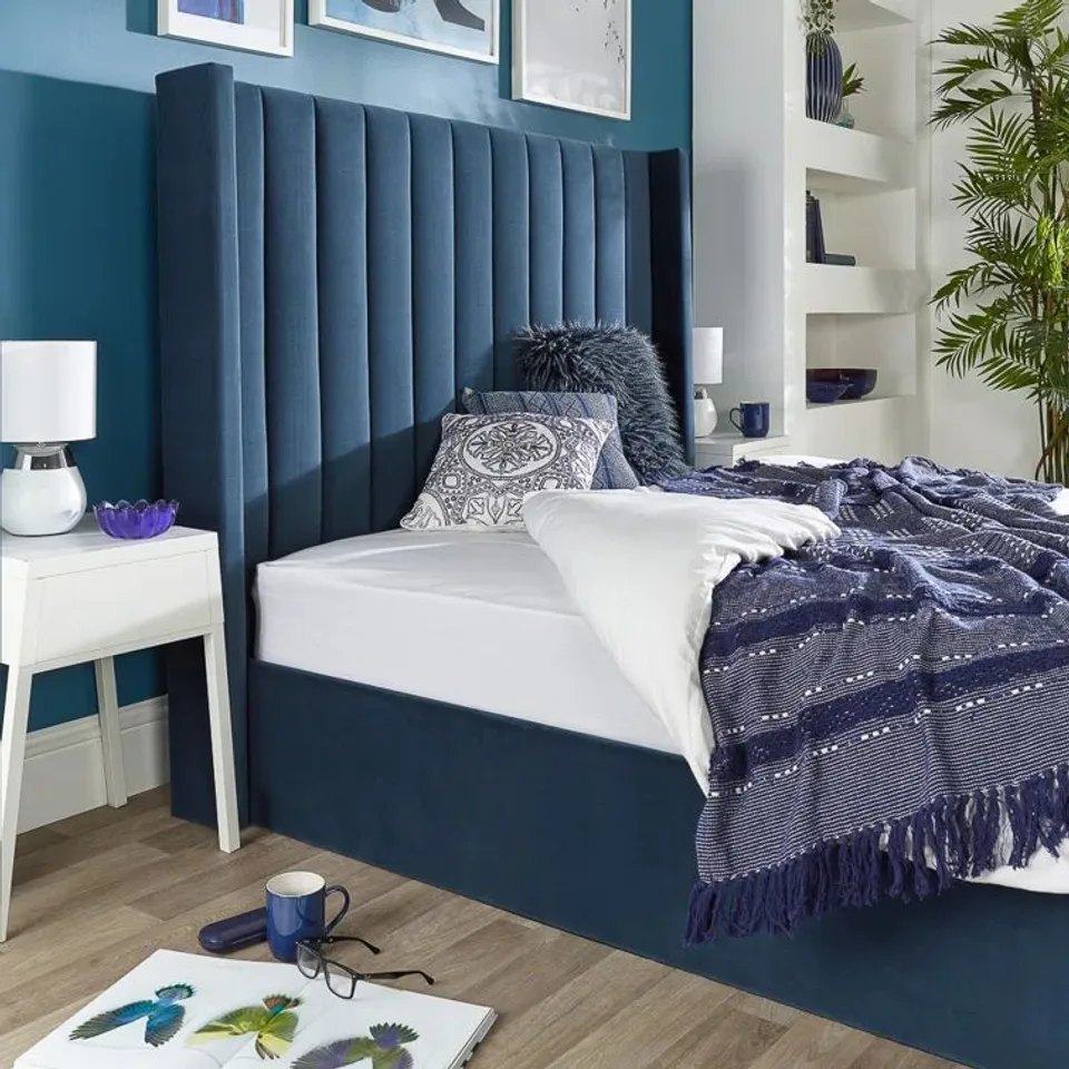 BOXED KASSIA UPHOLSTERED DOUBLE STORAGE BED (3 BOXES)