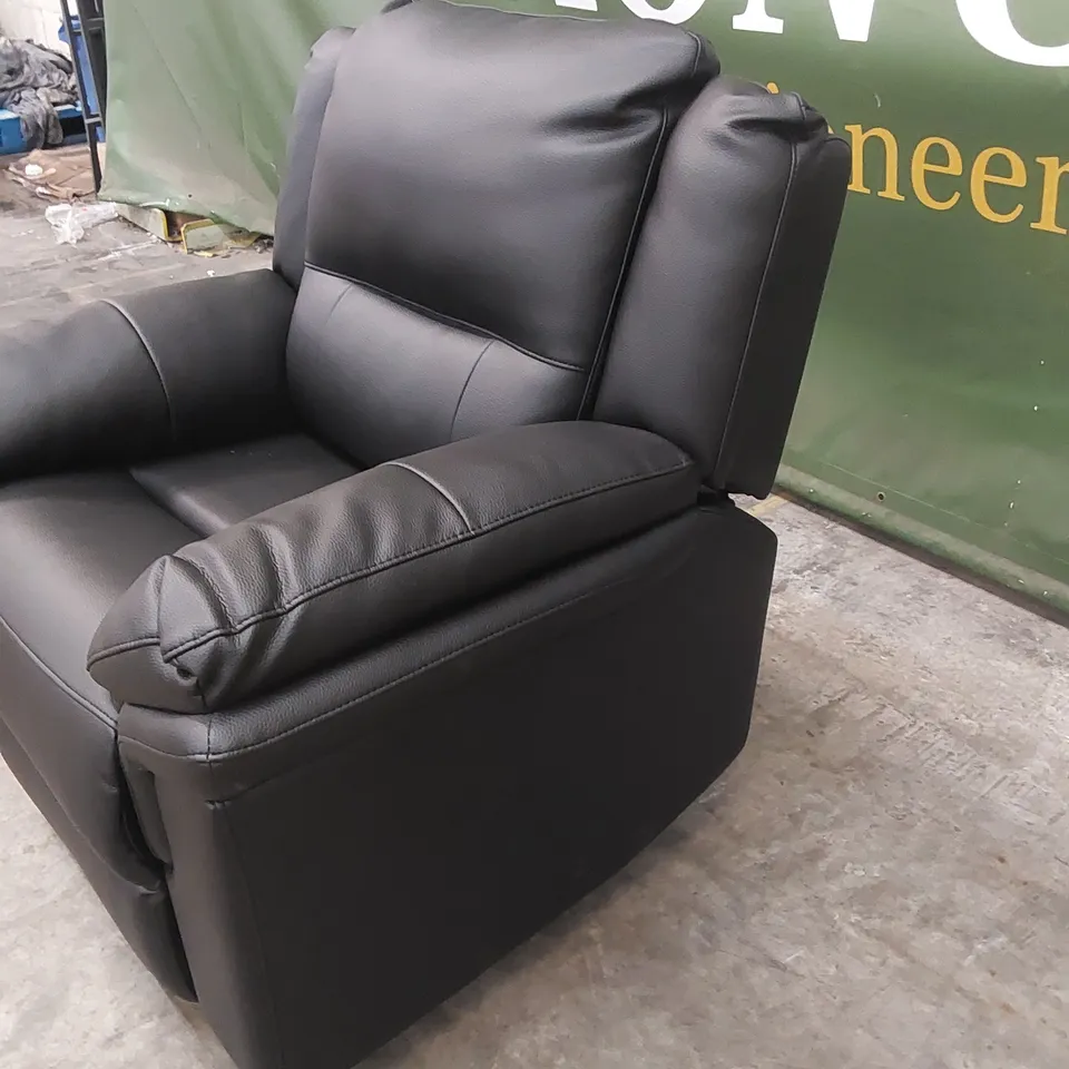 ALBION LUXURY FAUX LEATHER HIGH BACK MANUAL RECLINER ARMCHAIR - BLACK RRP £499
