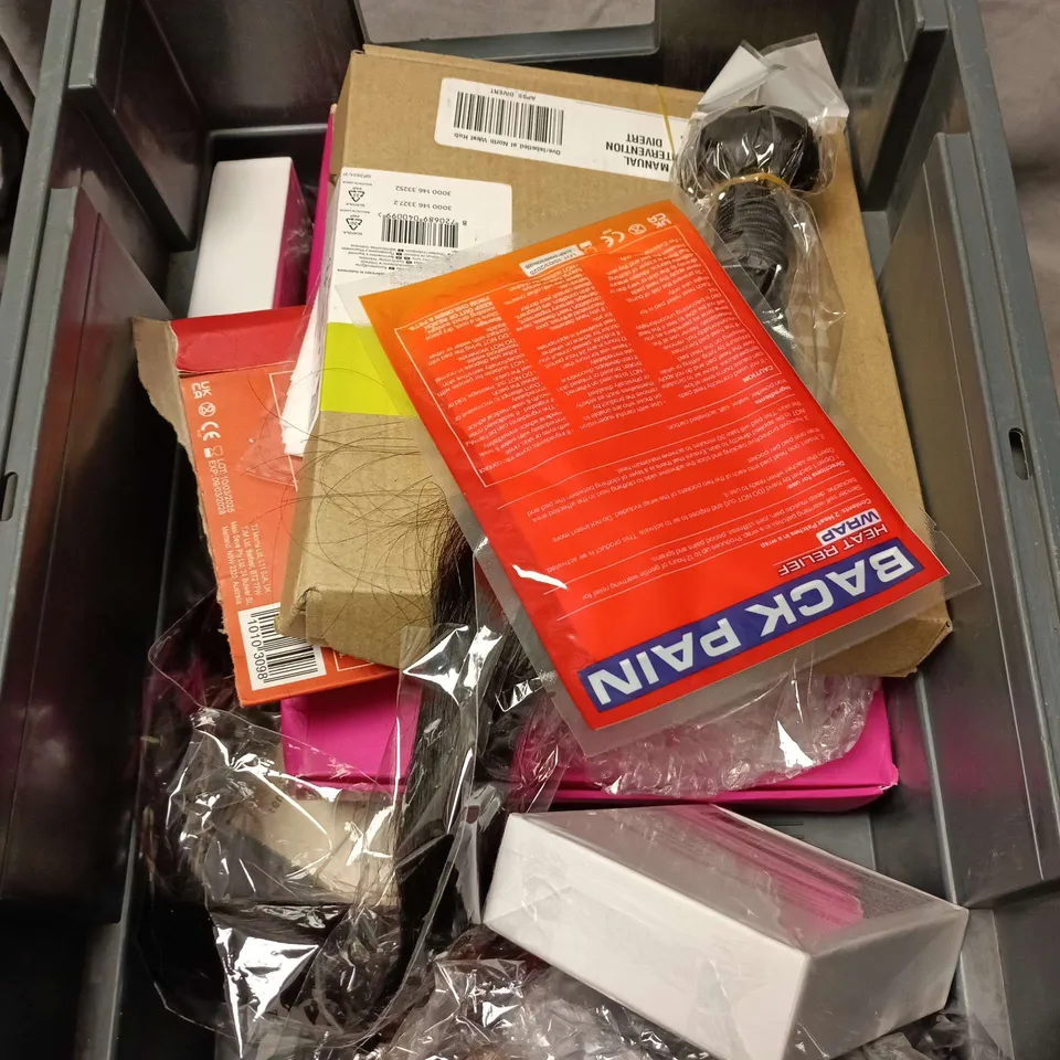 APPROXIMATELY 15 COSMETIC ITEMS TO INCLUDE BACK PAIN RELIEF WRAP, SMUG COSMETICS BAG, LUX COVE ETC