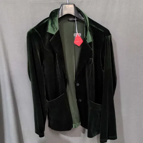 MINT LIMIT VELVET BLAZER – DARK GREEN, UK 12 