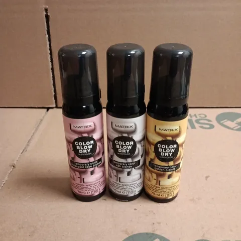 APPROXIMATELY 22 X ASSORTED MATRIX COLOR BLOW DRY HAIR CARE PRODUCTS TO INCLUDE ROSE BLONDE, ASH BLONDE ETC