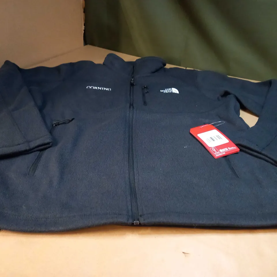THE NORTH FACE BLACK FLEECED JACKET - LARGE