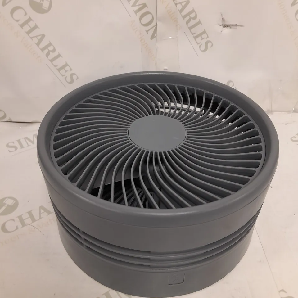 BOXED BELL & HOWELL RECHARGEABLE EXTENDABLE DESK & FLOOR FAN IN GREY