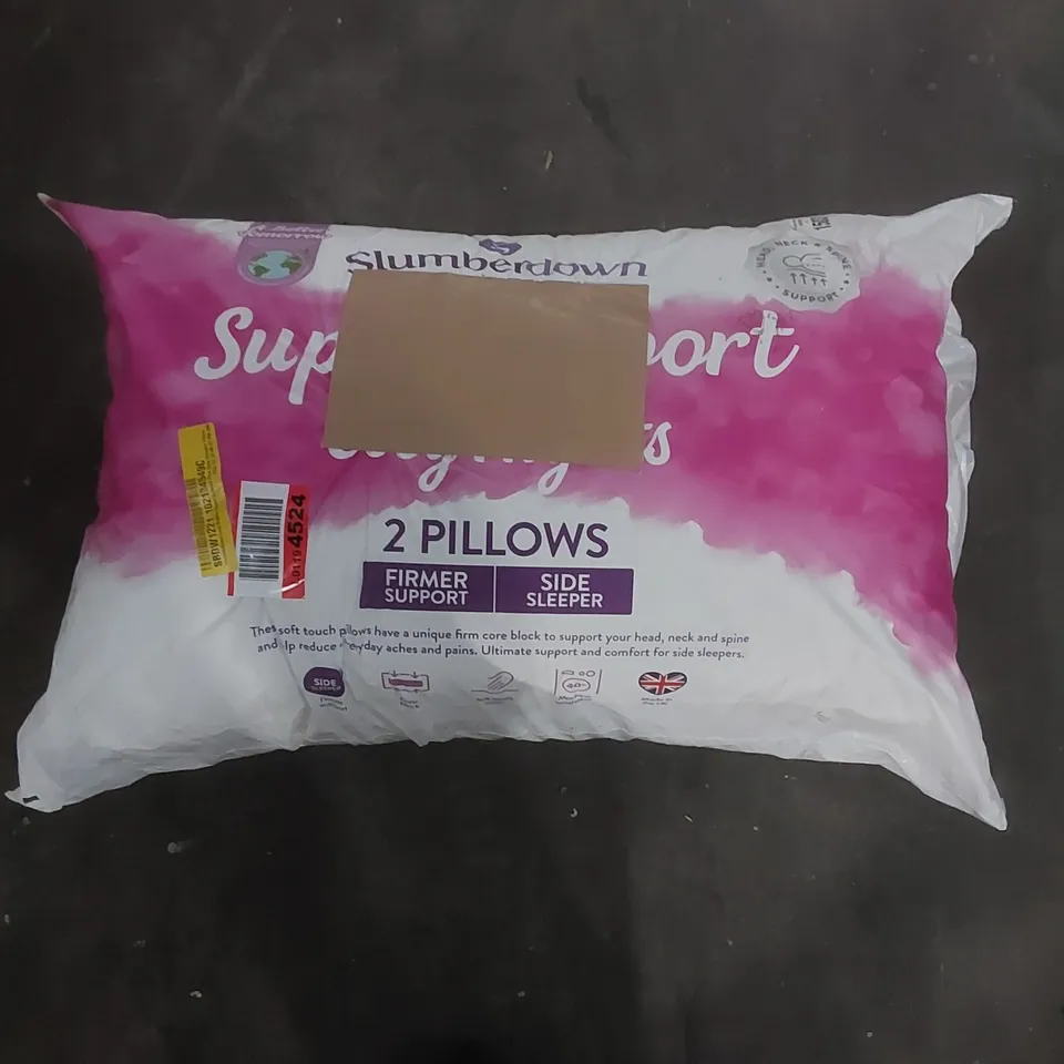 BAGGED PAIR OF SLUMBERDOWN COSY NIGHTS SUPER SUPPORT FIRM SIDE SLEEPER PILLOW
